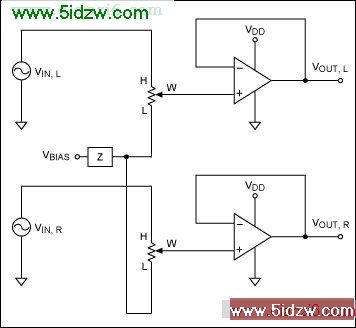 Figure 8. Passive bias networks and stereo signals.