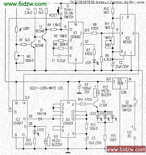 电子制作天地--防睡提醒器