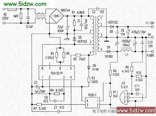 TEA1521صԴ·DVDԴ·TEA1521 FLYBACK CIRCUIT