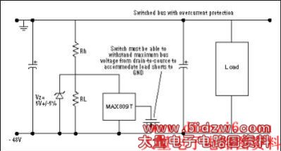 Figure 7. This solid-state fuse protects a negative DC-power bus.
