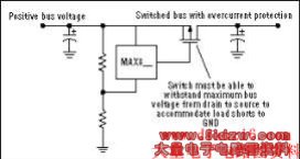 Figure 6. Extending the load-disconnect idea to non-boost-converter circuits forms a solid-state fuse that is applicable to any DC-power bus.