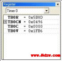 图8. Register窗口显示Timer 0寄存器