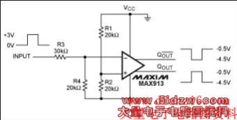 Figure 2. Operating on a negative supply, this circuit accepts positive input pulses and produces complementary bipolar outputs.