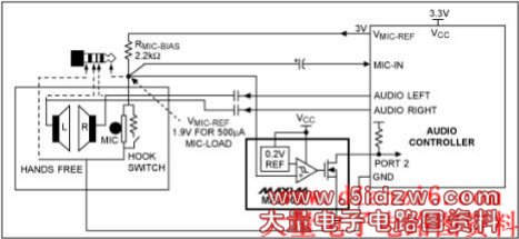 图5. 采用MAX9063比较器的压簧开关检测电路