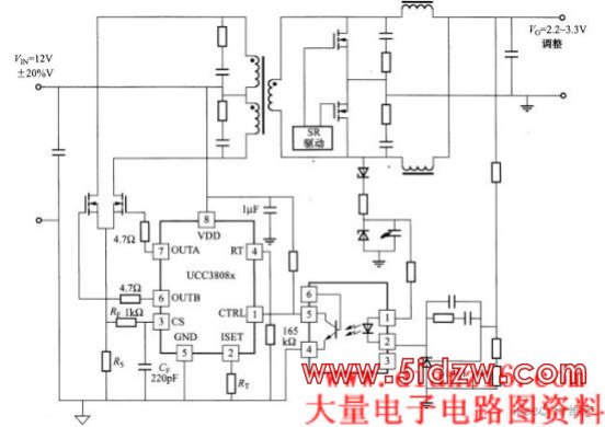 采用UCC38083控制的DC/DC电路