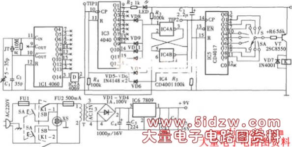 高精度可调定时器(CD4017)电路