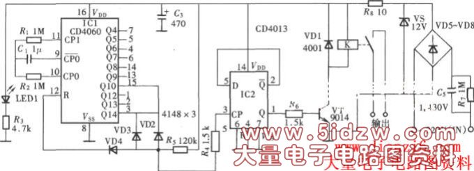 自动循环定时器电路(CD406、CD4013)电路