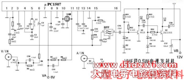 0.5W电视发射机电路