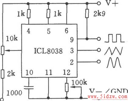 单片精密函数发生器ICL8038应用电路三