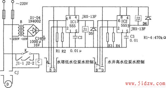 555构成的水位控制电路