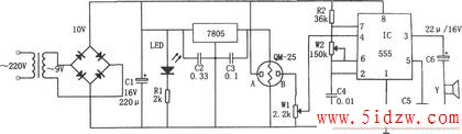 简易气体烟雾报警器(555、7805)