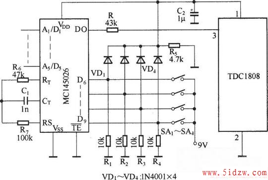 TDC1808/TDC1809ɵֱңص·