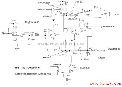 夏普C-1460彩电保护电路